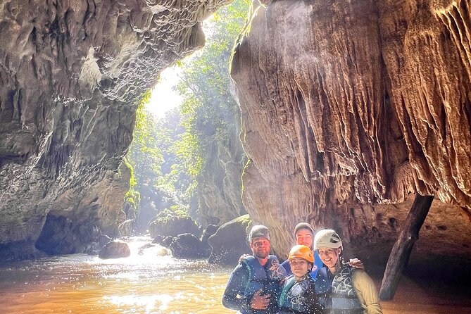 Cave Adventure: Canyon and Hidden Waterfall in Charco Azul - Walking down to the river and the first jump