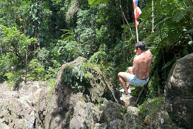Explore El Yunque: Hiking, Swings & Waterslide (Small Group) - First pool: swimming, rope swings, and cliff jumps