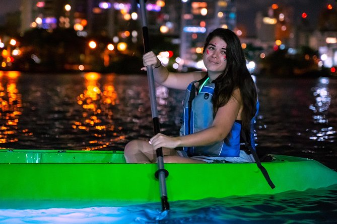 Night Kayak - Condado City Lights Tour - Following the guide around the lagoon