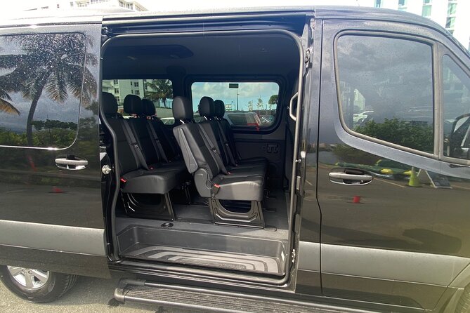 Puerto Rico Island Wide Private Transfers, 11Pax Lux Sprinter Van - What the Mercedes Sprinter feels like with a full group
