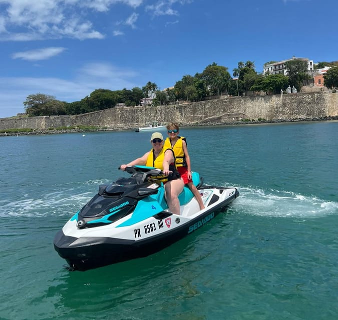 Puerto Rico: Old San Juan Jet Ski Tour - Riding across San Juan Bay with Old San Juan ahead