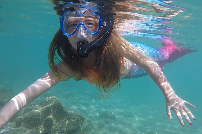 San Juan Mermaid Snorkel Experience with Video Shoot - Learning to swim in a mermaid tail