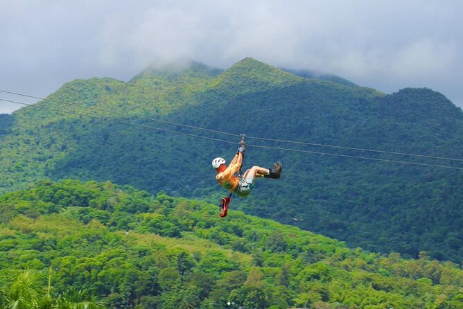 Ziplining at the Rainforest in Puerto Rico - Five ziplines, with real height and range
